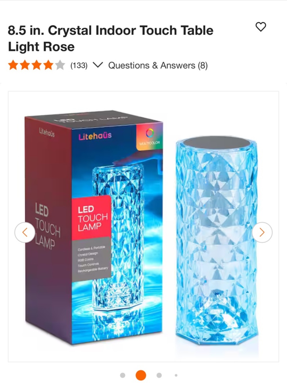Litehaus LED Crystal Touch Lamp - Blue